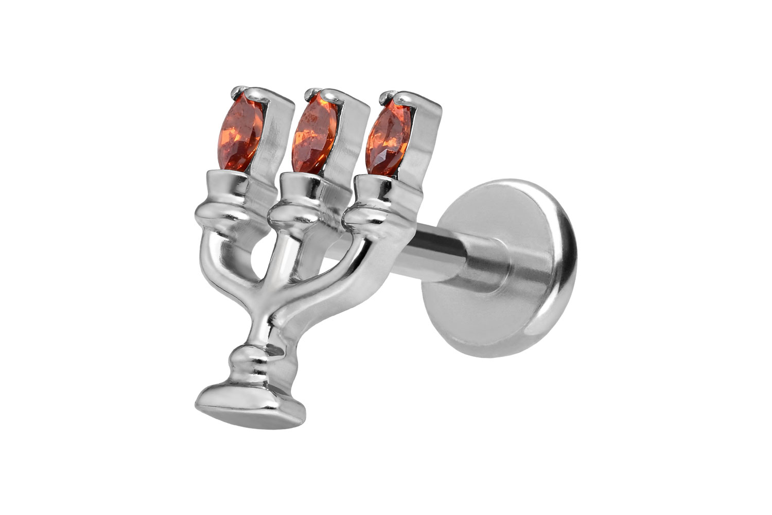 Titan Labret Piercing mit Push Fit KERZENLEUCHTER